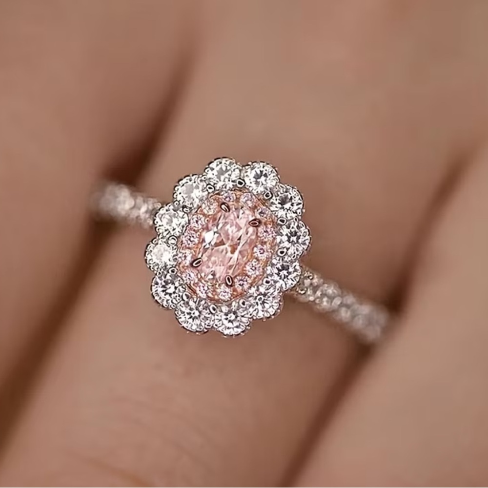 🆕 Beautiful Pink Moissanite Gemstone and Silver Engagement Band Ring - SIZE 7 - Picture 9 of 17